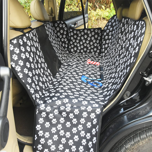 Paw - Print Waterproof Car Dog Mat with Mesh - Travel Safe & Clean