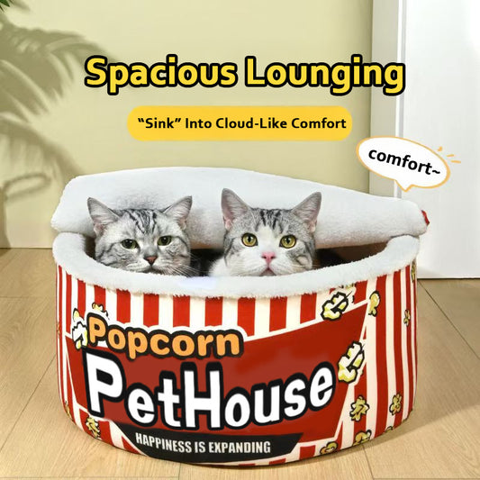 Popcorn Pet House: A Warm and Cozy Haven for Cats and Dogs in Winter
