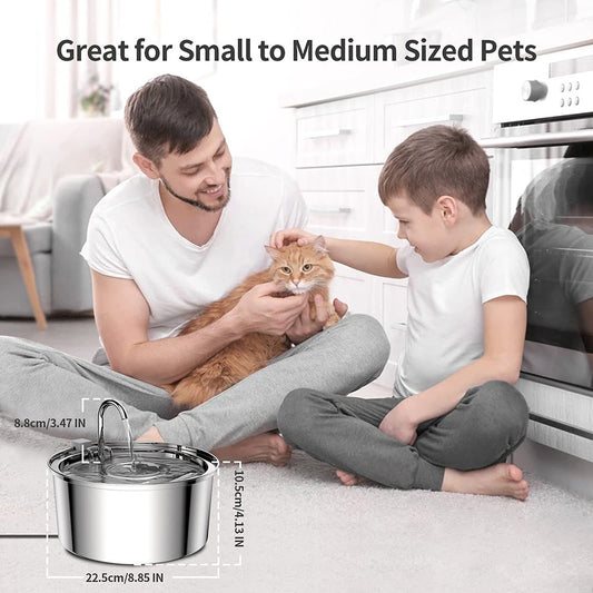 3.2L Stainless Steel Pet Water Fountain – Automatic Circulating Water Dispenser for Cats & Dogs
