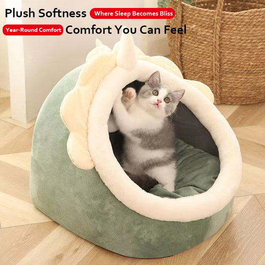 Magical Unicorn Cat Bed - Removable Cushion, Hanging Toy Ball & Non-Slip Base - All-Season Cozy Cave for Cats